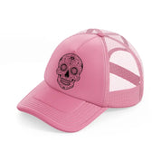 flower skull-pink-trucker-hat