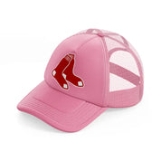 red sox emblem-pink-trucker-hat