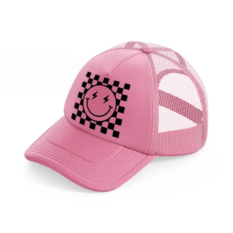 electrifying smiley-pink-trucker-hat
