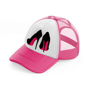 pair of stilettos neon pink trucker hat