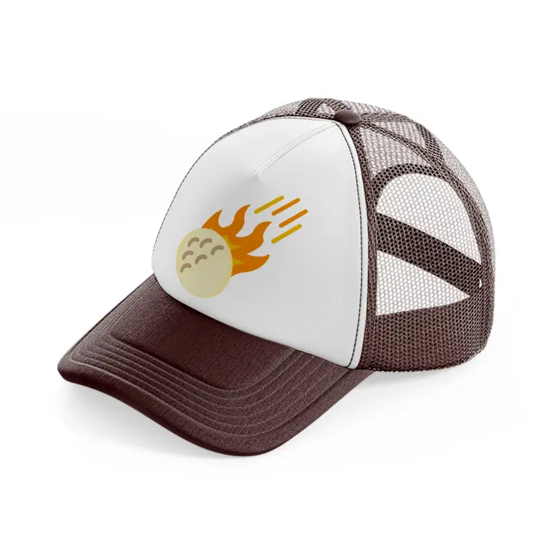 yellow golf ball-brown-trucker-hat
