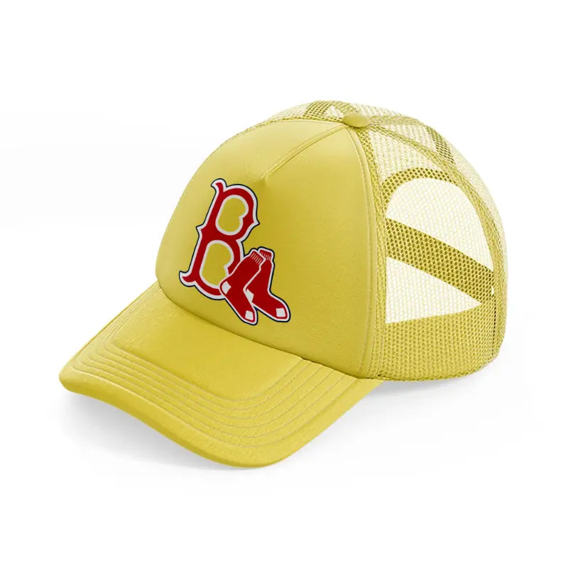 boston red sox emblem gold trucker hat