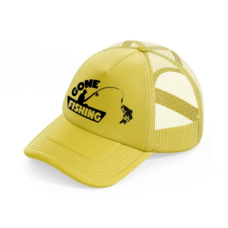 gone fishing boat-gold-trucker-hat