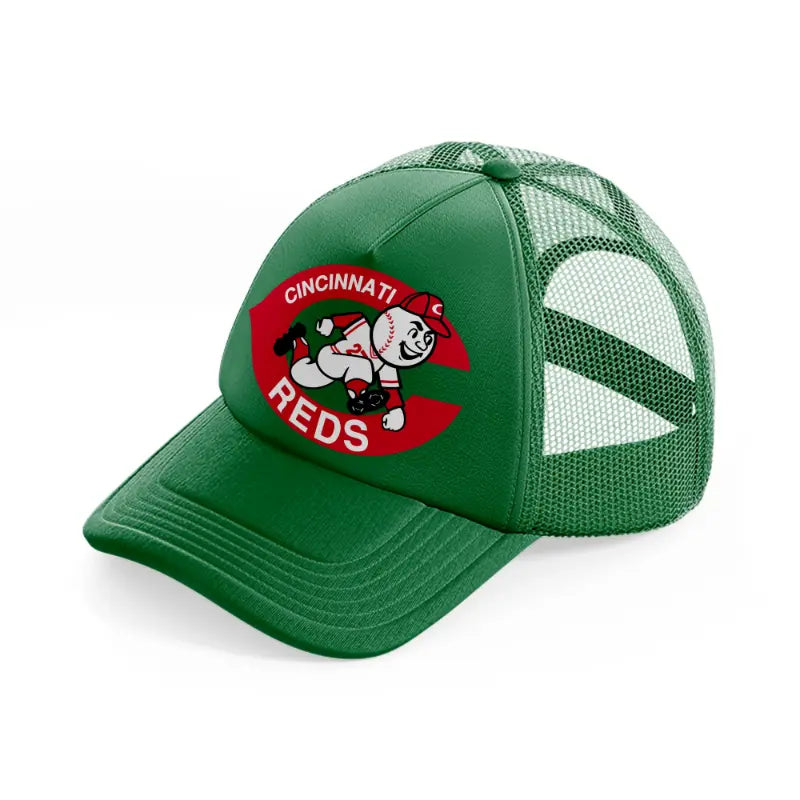 cincinnati reds red badge-green-trucker-hat