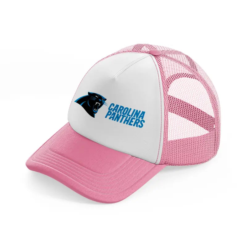 carolina panthers full logo-pink-and-white-trucker-hat