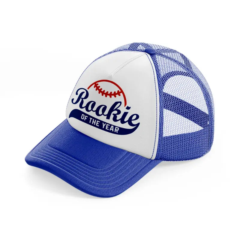 rookie of the year-blue-and-white-trucker-hat