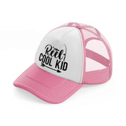 reel cool kid-pink-and-white-trucker-hat