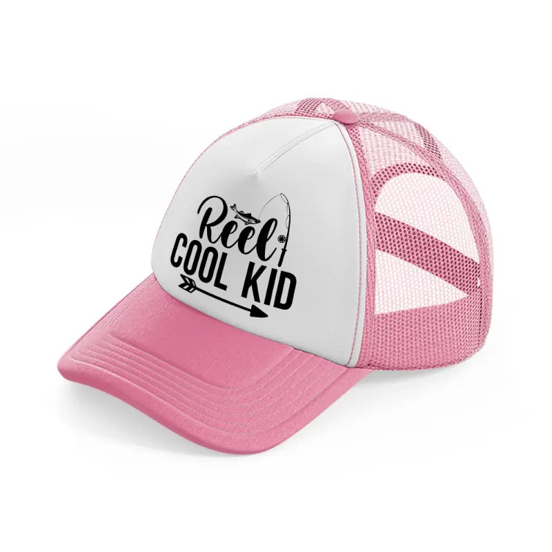 reel cool kid-pink-and-white-trucker-hat