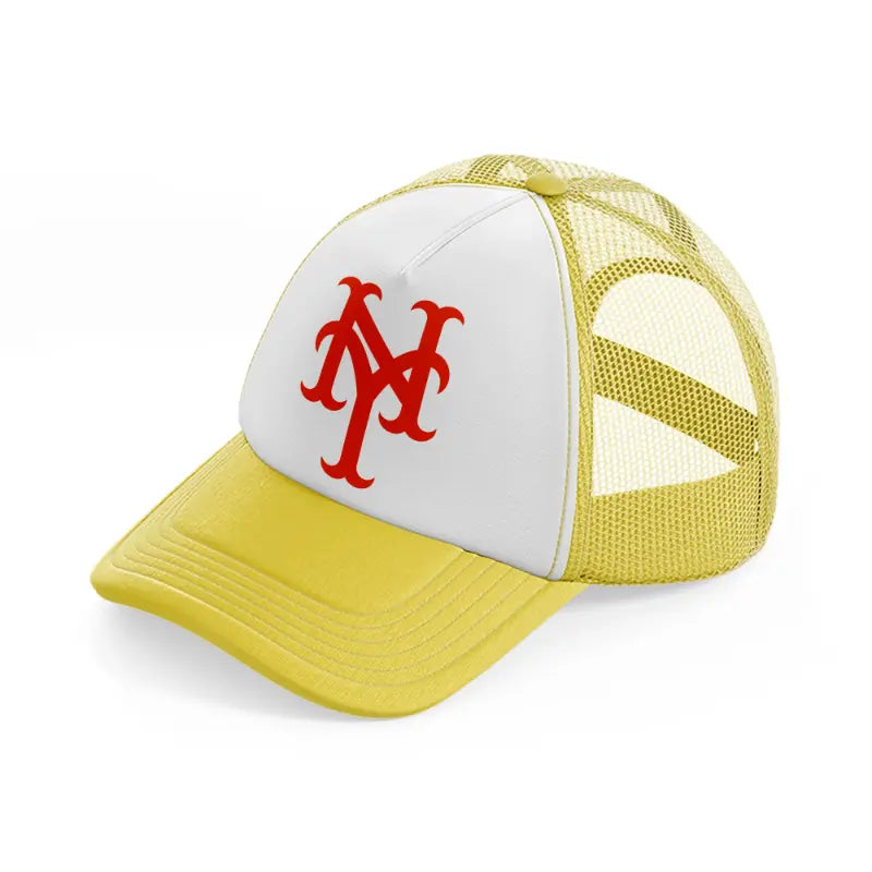 new york giants orange-yellow-trucker-hat