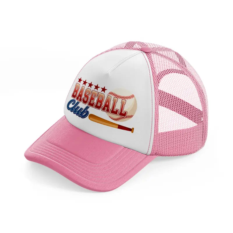 baseball club pink and white trucker hat