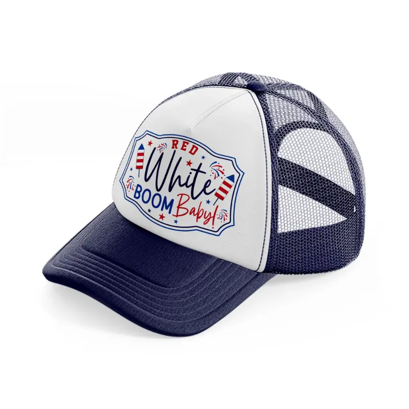 red white boom baby!-01-navy-blue-and-white-trucker-hat