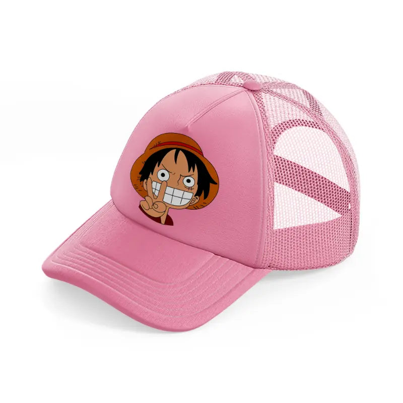 luffy smiling-pink-trucker-hat