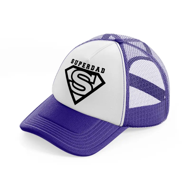 super dad white bg-purple-trucker-hat