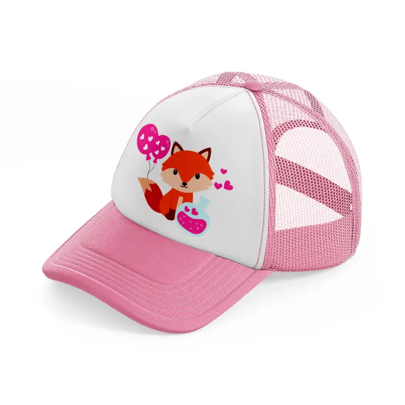 lovely fox-pink-and-white-trucker-hat