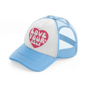 love yourself-sky-blue-trucker-hat