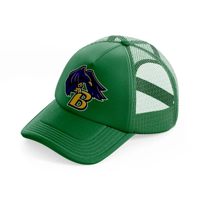 b emblem-green-trucker-hat