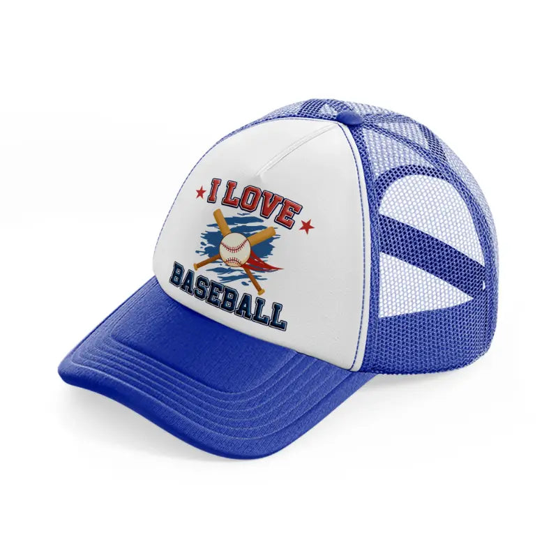 i love baseball-blue-and-white-trucker-hat