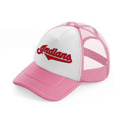 indians pink and white trucker hat