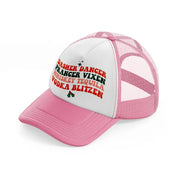 dasher dancer prancer vixen whiskey tequila vodka blitzen-pink-and-white-trucker-hat