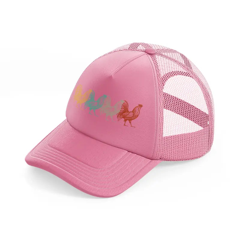 chicken retro vintage poultry farmer-pink-trucker-hat