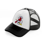 st louis cardinals bird emblem-black-and-white-trucker-hat