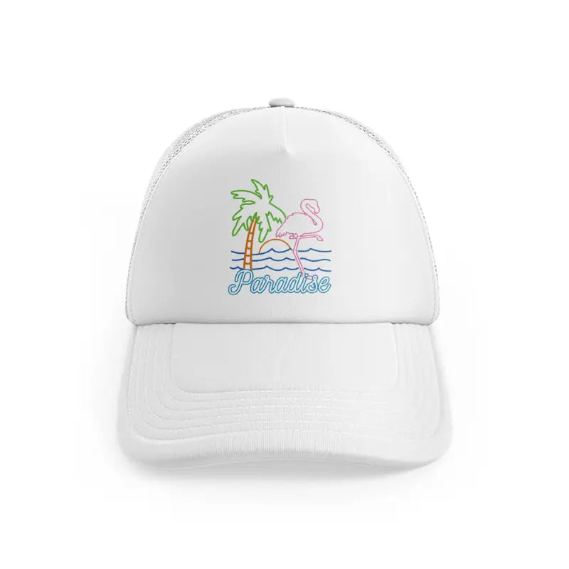 h210805 17 flamingo paradise vintage 80s white trucker hat