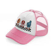 game cartoon pink and white trucker hat