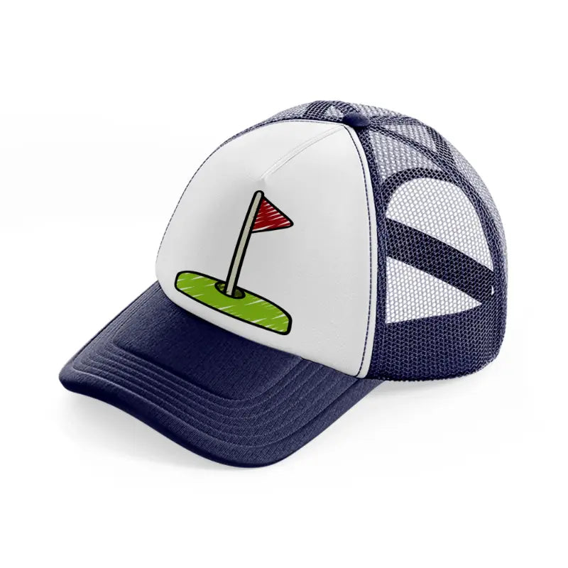 golf flag-navy-blue-and-white-trucker-hat