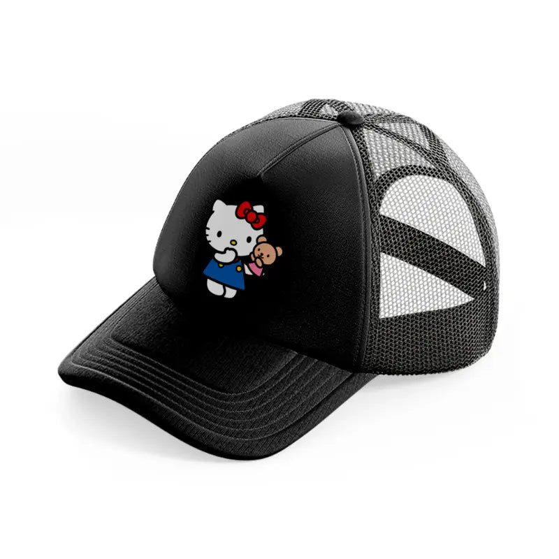 hello kitty puppet black trucker hat