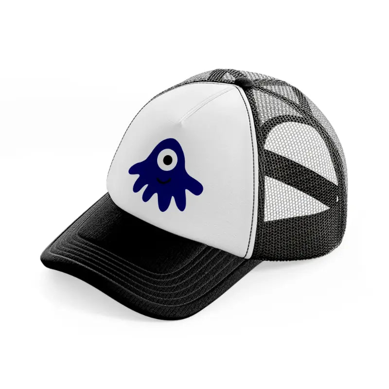 blue monster black and white trucker hat