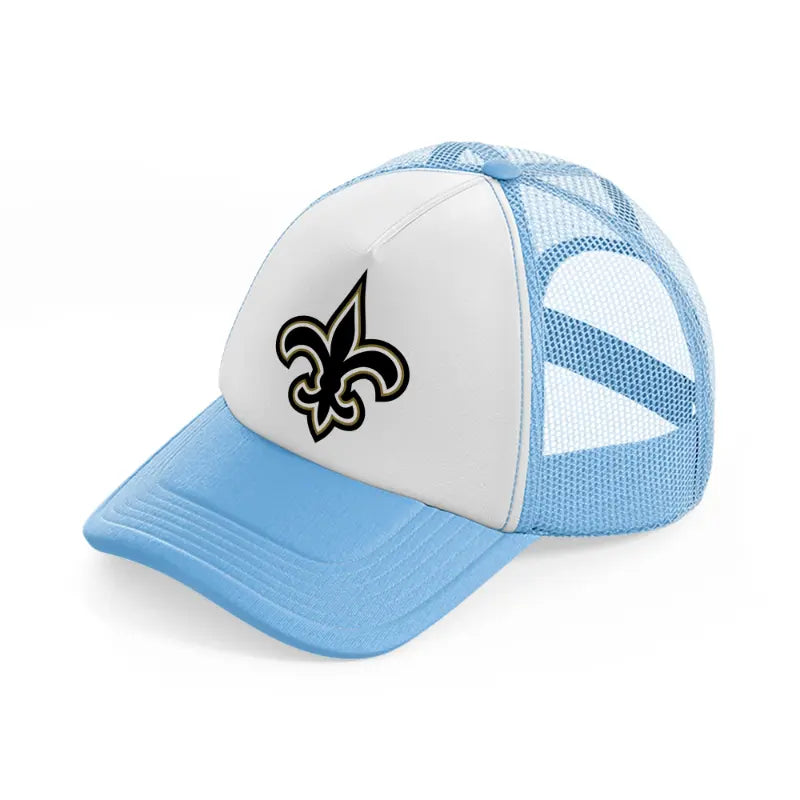 new orleans saints black emblem-sky-blue-trucker-hat