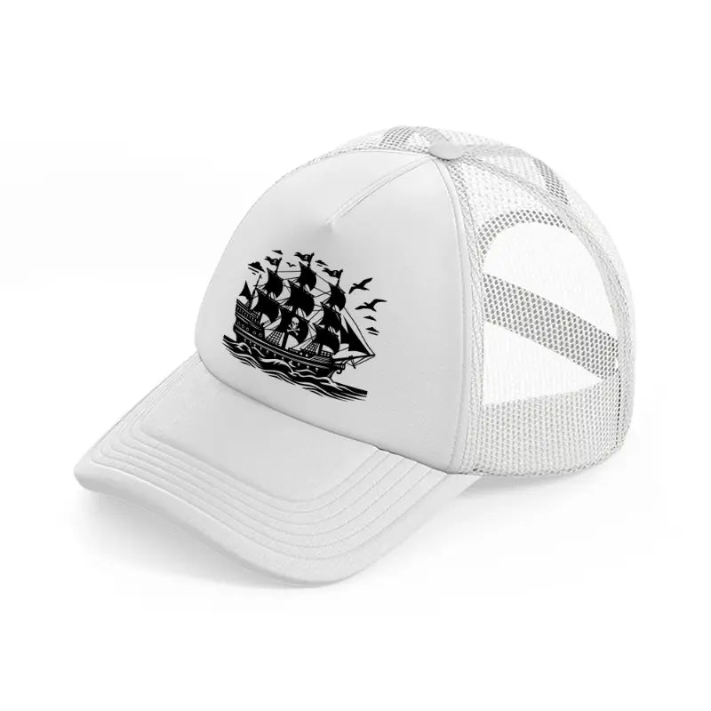 black ship-white-trucker-hat