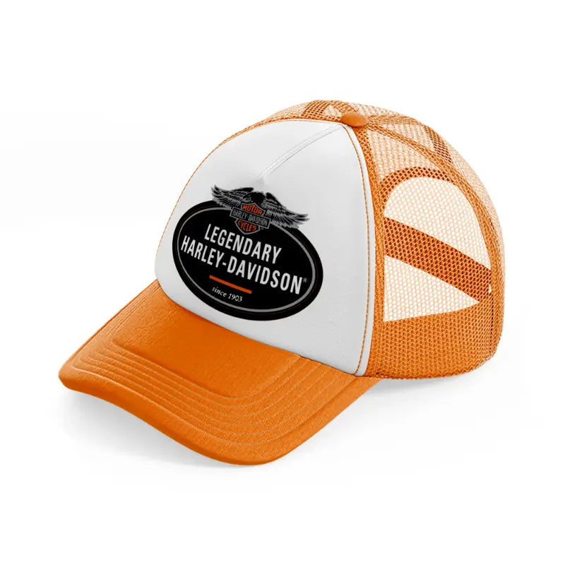 legendary harley-davidson since 1903-orange-trucker-hat