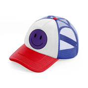 happy face purple multicolor trucker hat