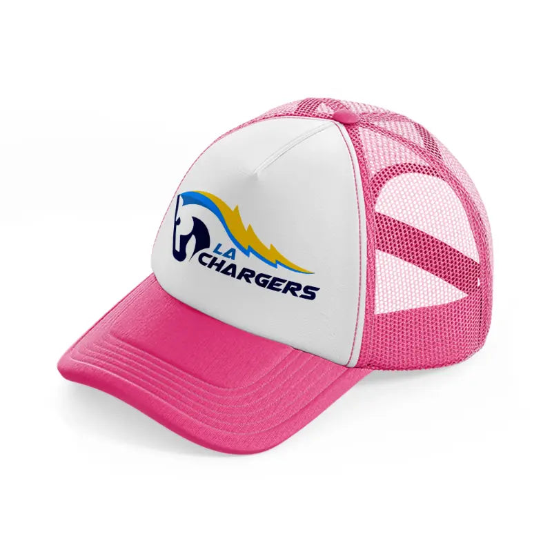 la chargers logo-neon-pink-trucker-hat