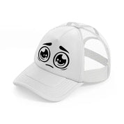 crying face-white-trucker-hat