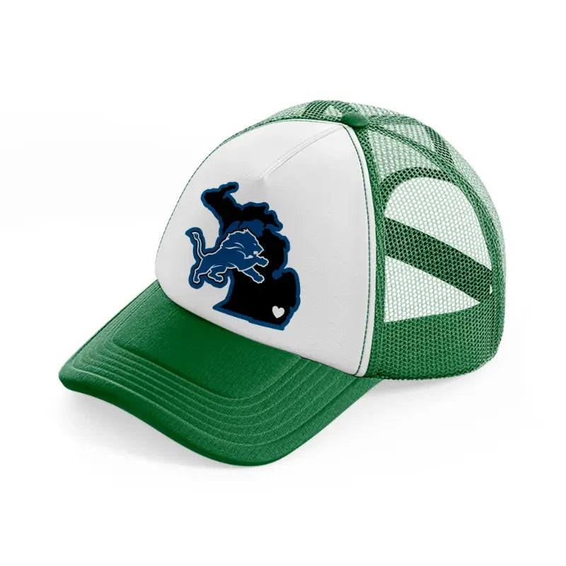 detroit lions supporter-green-and-white-trucker-hat