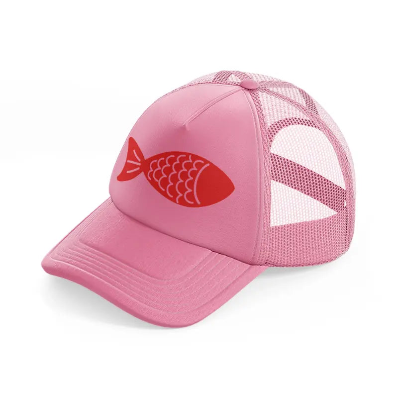 fish red pink trucker hat