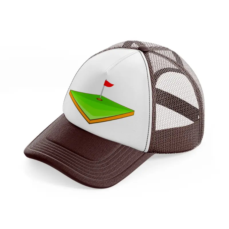 golf field-brown-trucker-hat