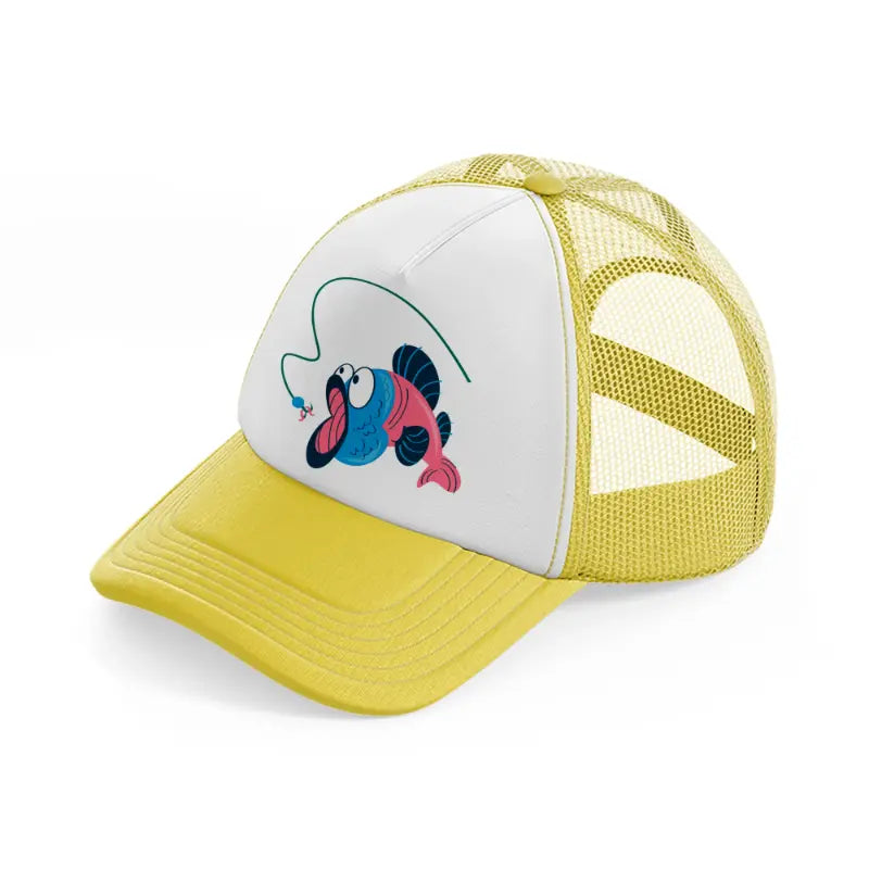 fish cartoon-yellow-trucker-hat