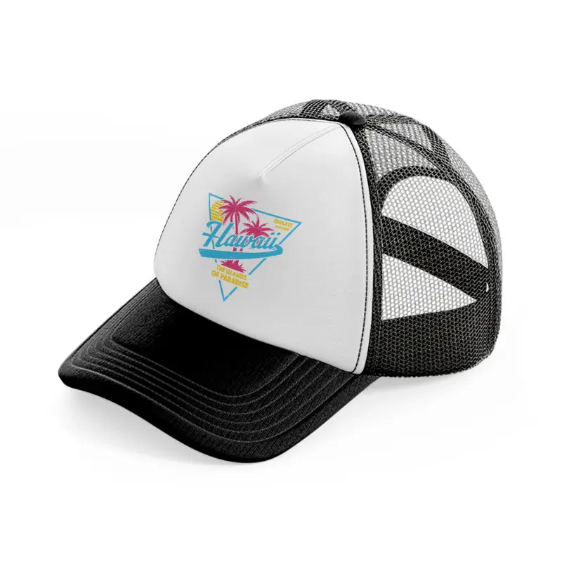 h210805-08-hawaii-80s-retro-style-black-and-white-trucker-hat
