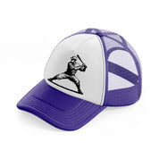 baseball batting purple trucker hat