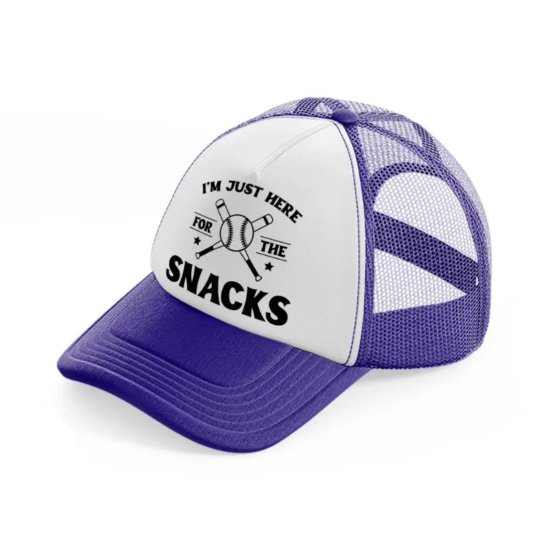 i'm just here for the snacks-purple-trucker-hat