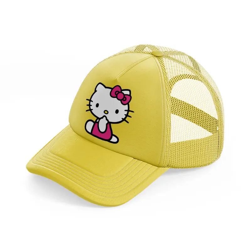 hello kitty curious-gold-trucker-hat