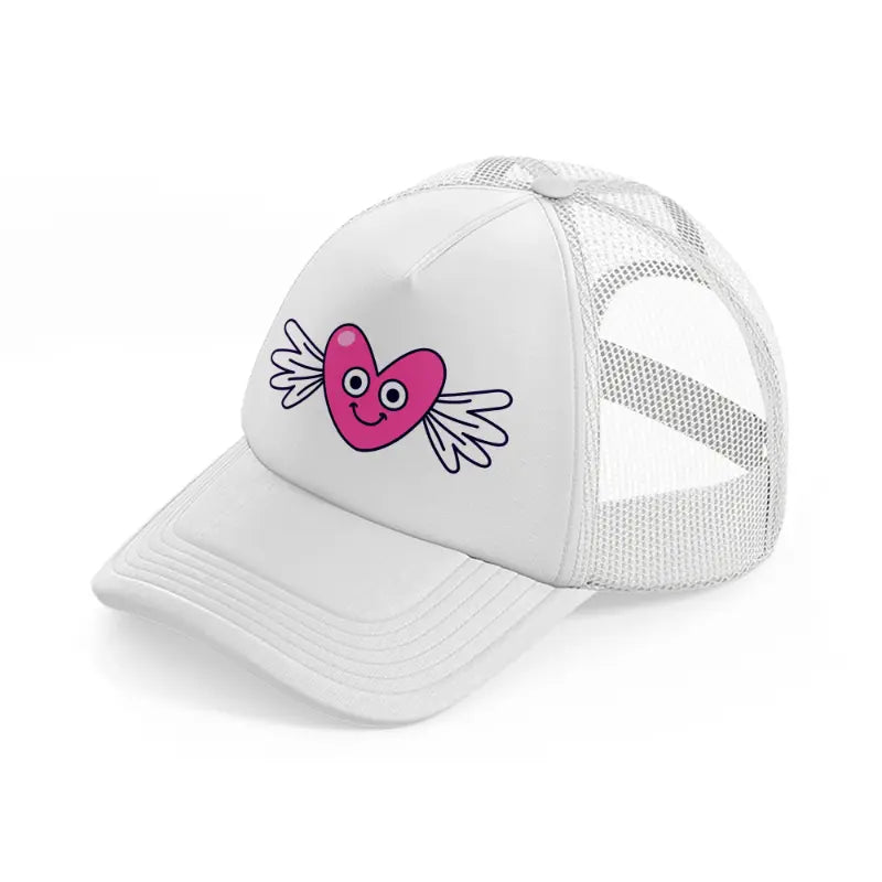 flying heart sticker white trucker hat