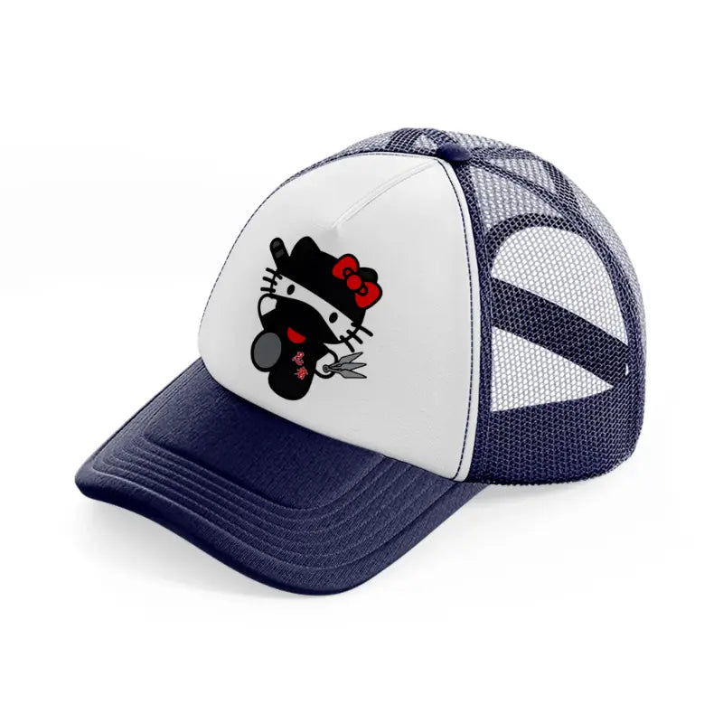 hello kitty ninja-navy-blue-and-white-trucker-hat