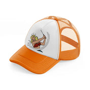 girl golfer-orange-trucker-hat