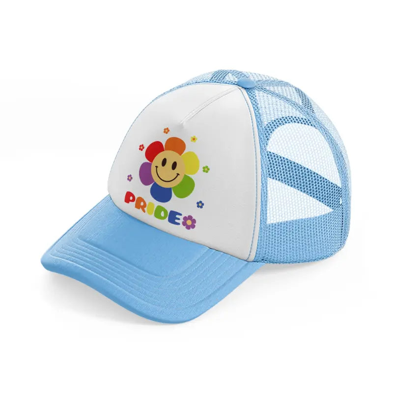 pride smiley flower-sky-blue-trucker-hat