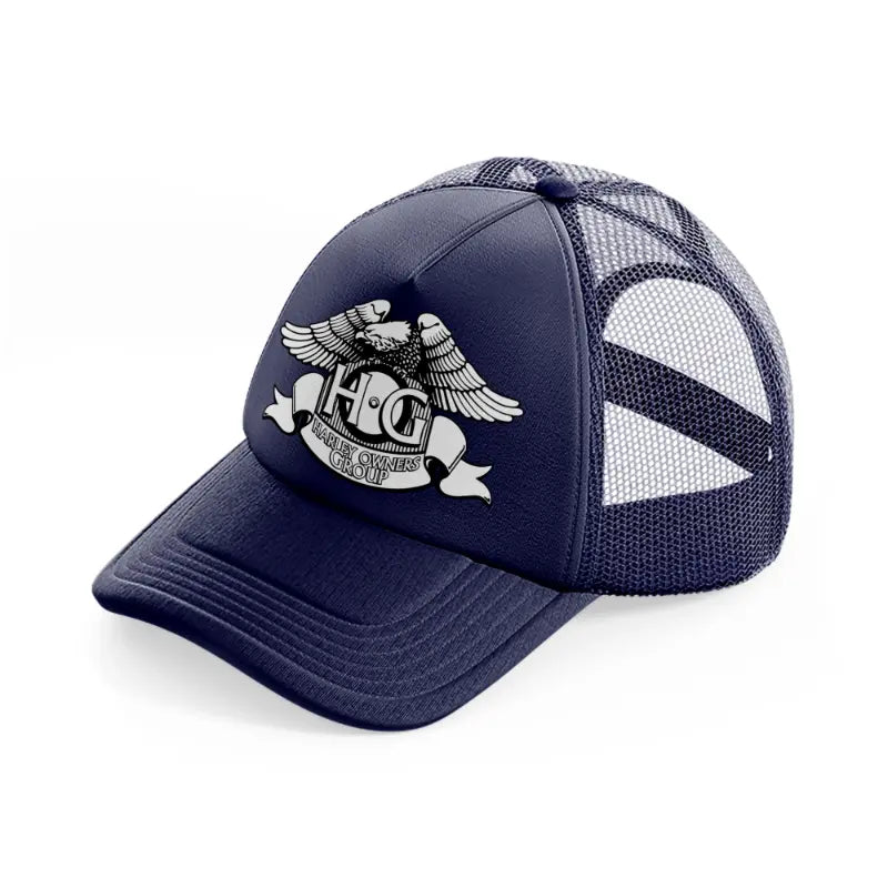 h.g harley owners group-navy-blue-trucker-hat