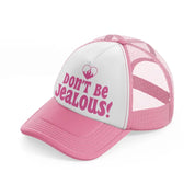 don't be jealous! heart pink and white trucker hat